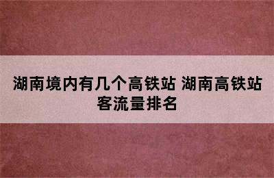 湖南境内有几个高铁站 湖南高铁站客流量排名